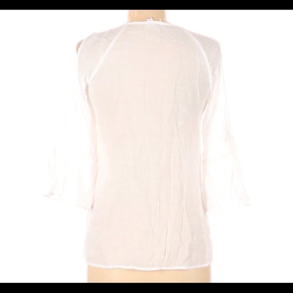SPENSE 3/4 SLEEVES COLD SHOULDER TASSELS BLOUSE - Picture 2 of 2